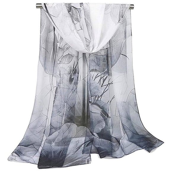 Scarfs Lightweight Print Floral-Black - Picture 2 of 4